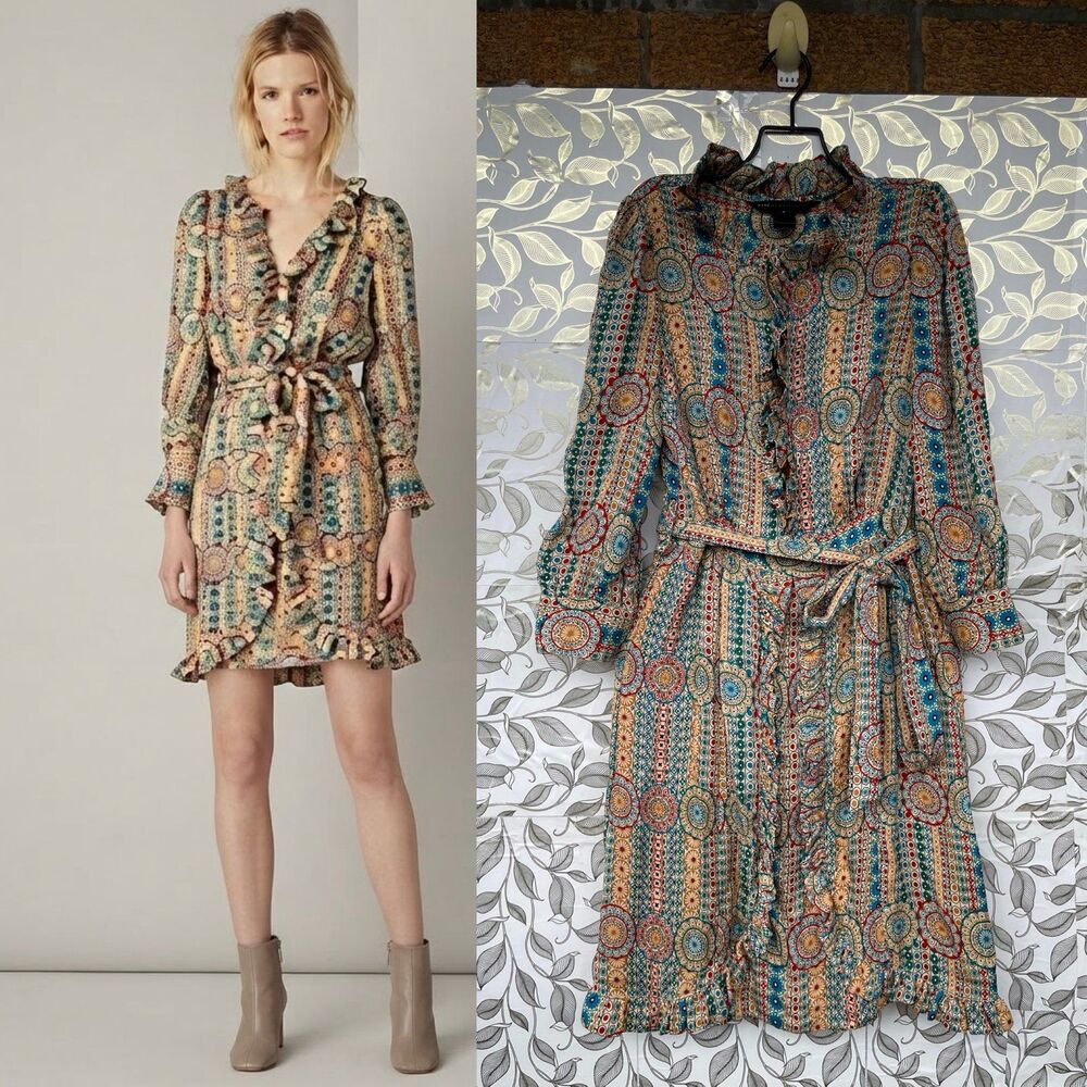 Marc by Marc Jacobs Silk Dress 6 Boho Whimsigoth Ruffle Belted Midi Vintage